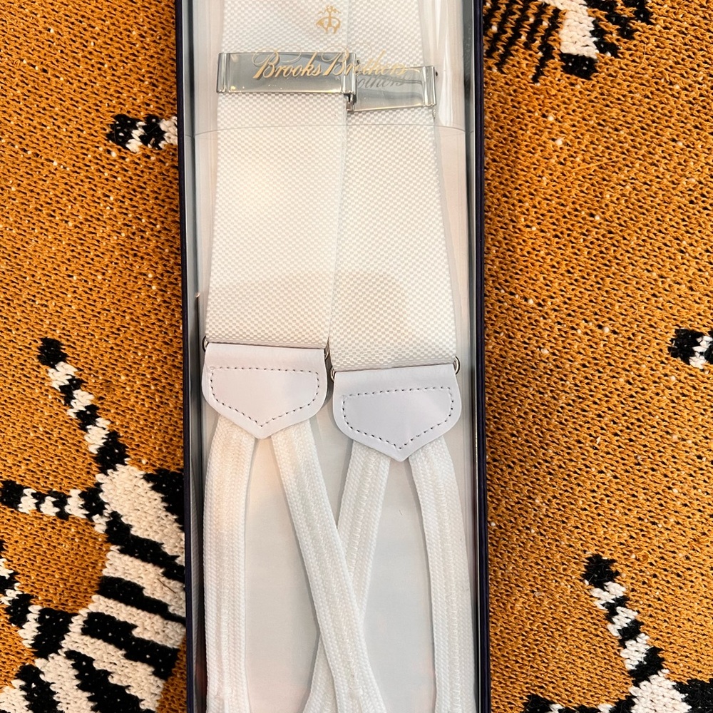 Brooks Brothers white suspenders - OS
